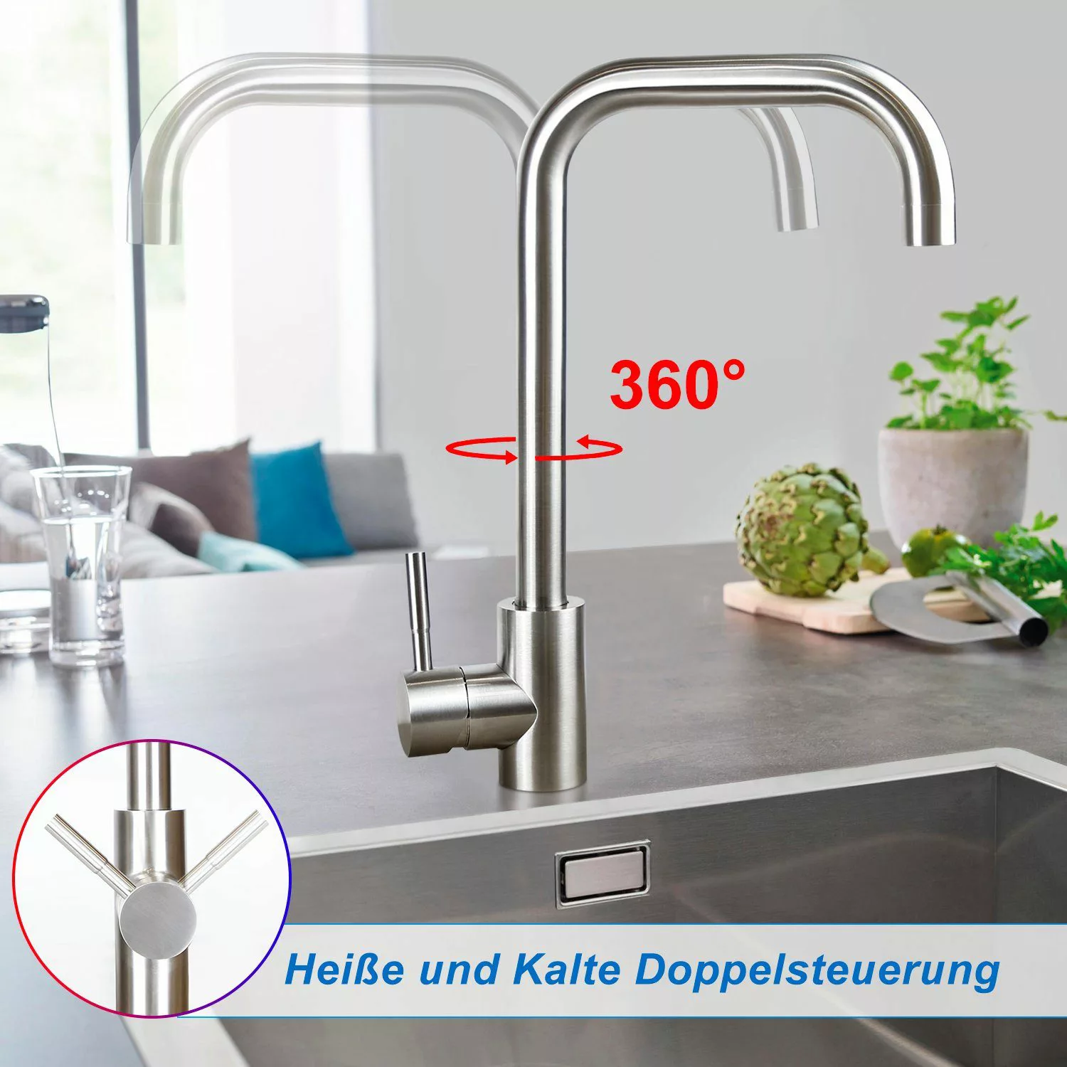ZMH Waschtischarmatur 3 Stile Edelstahl Mischbatterie günstig online kaufen