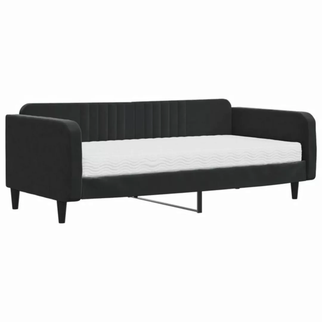 furnicato Bett Tagesbett mit Matratze Schwarz 100x200 cm Samt (1-tlg) günstig online kaufen