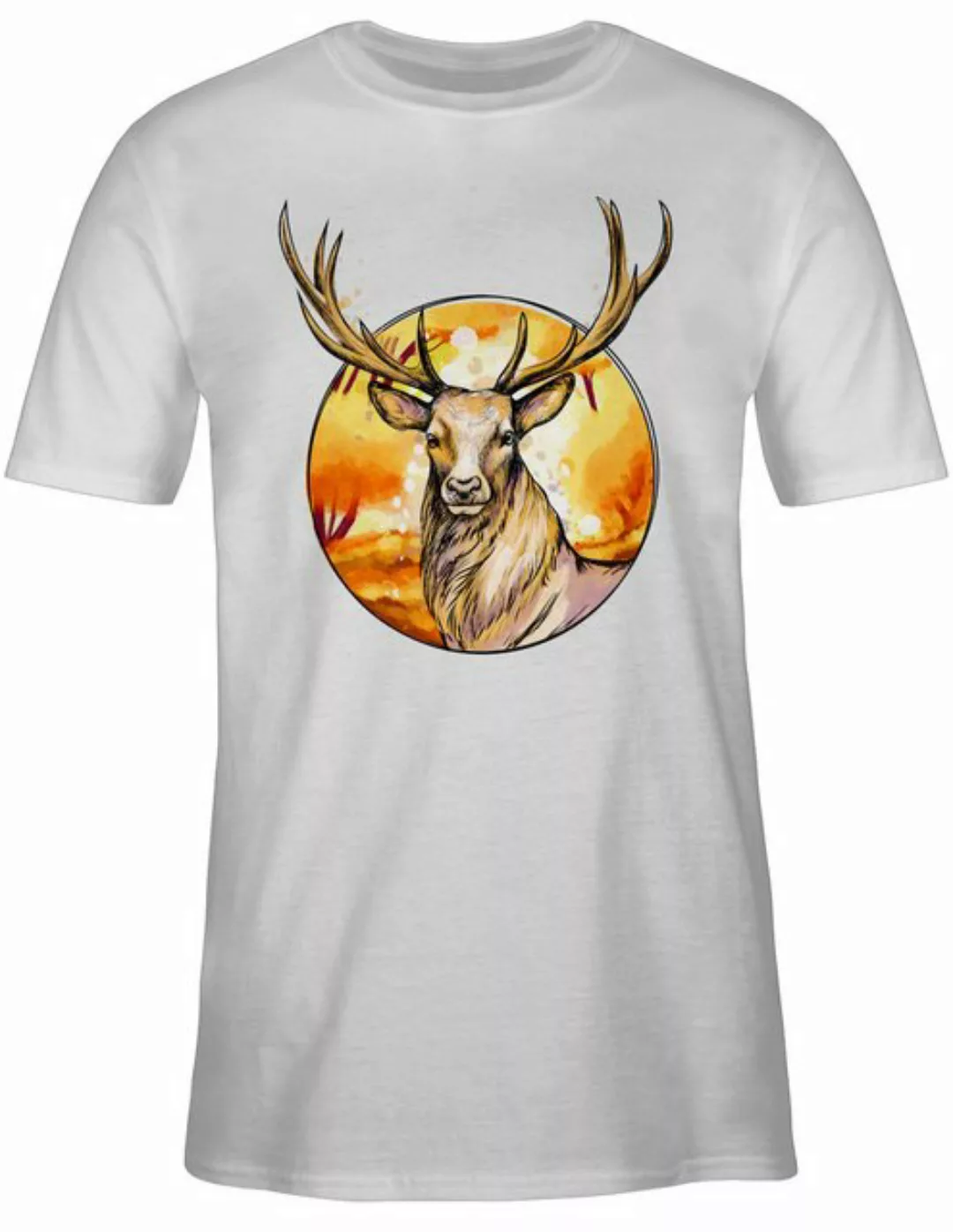 Shirtracer T-Shirt Hirsch mit Hintergrund Mode für Oktoberfest Herren günstig online kaufen