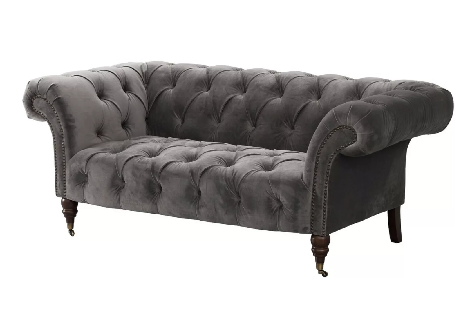 Sofa Chesterfield Glamour Velvet Dark Grey 2-Sitzer, 187 x 94 x 75 cm günstig online kaufen