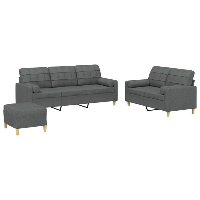 vidaXL Sofa Sofagarnitur mit Kissen Stoff, mit Zierkissen + Fußhocker, Dunk günstig online kaufen