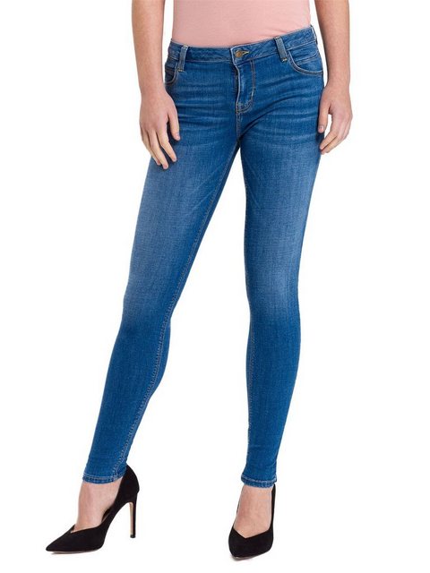 Cross Jeans Damen Push Up Jeans Page - Super Skinny Fit - Blau - Mid Blue günstig online kaufen