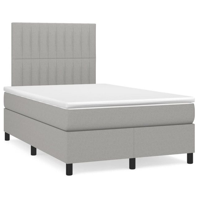 vidaXL Boxspringbett Boxspringbett mit Matratze Hellgrau 120x200 cm Stoff B günstig online kaufen