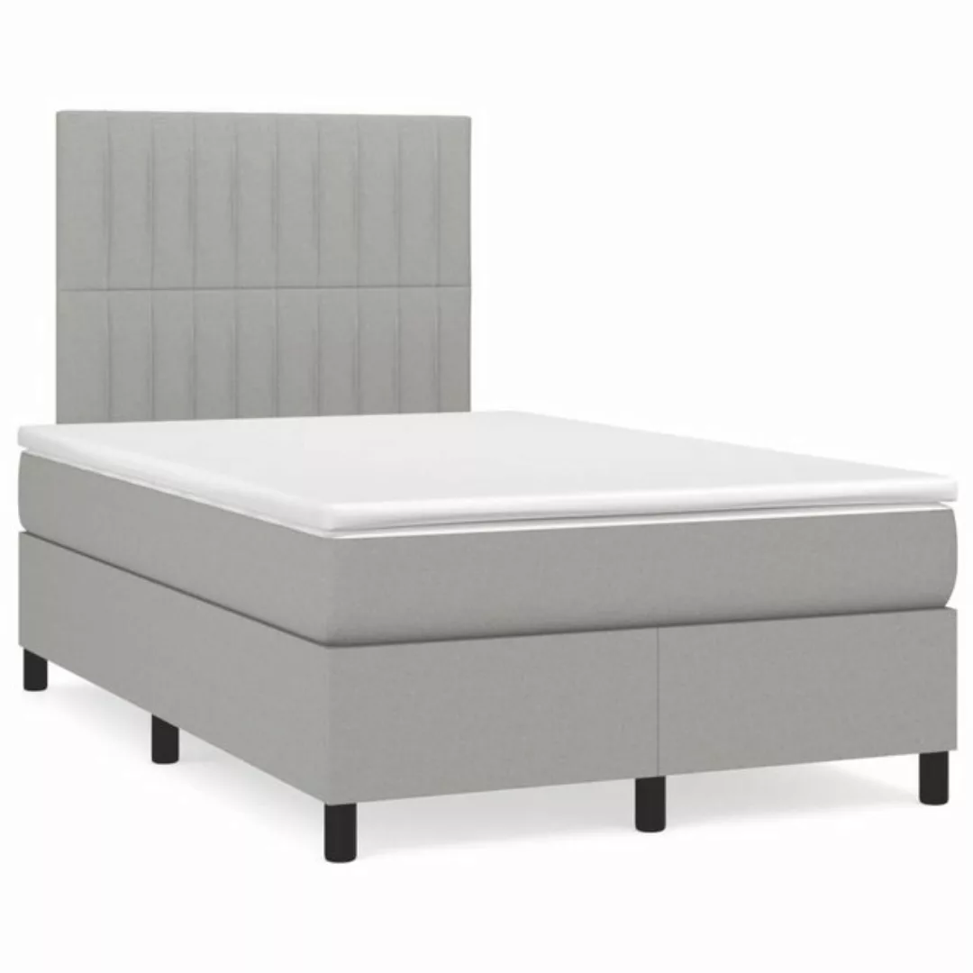 vidaXL Boxspringbett Boxspringbett mit Matratze Hellgrau 120x200 cm Stoff B günstig online kaufen