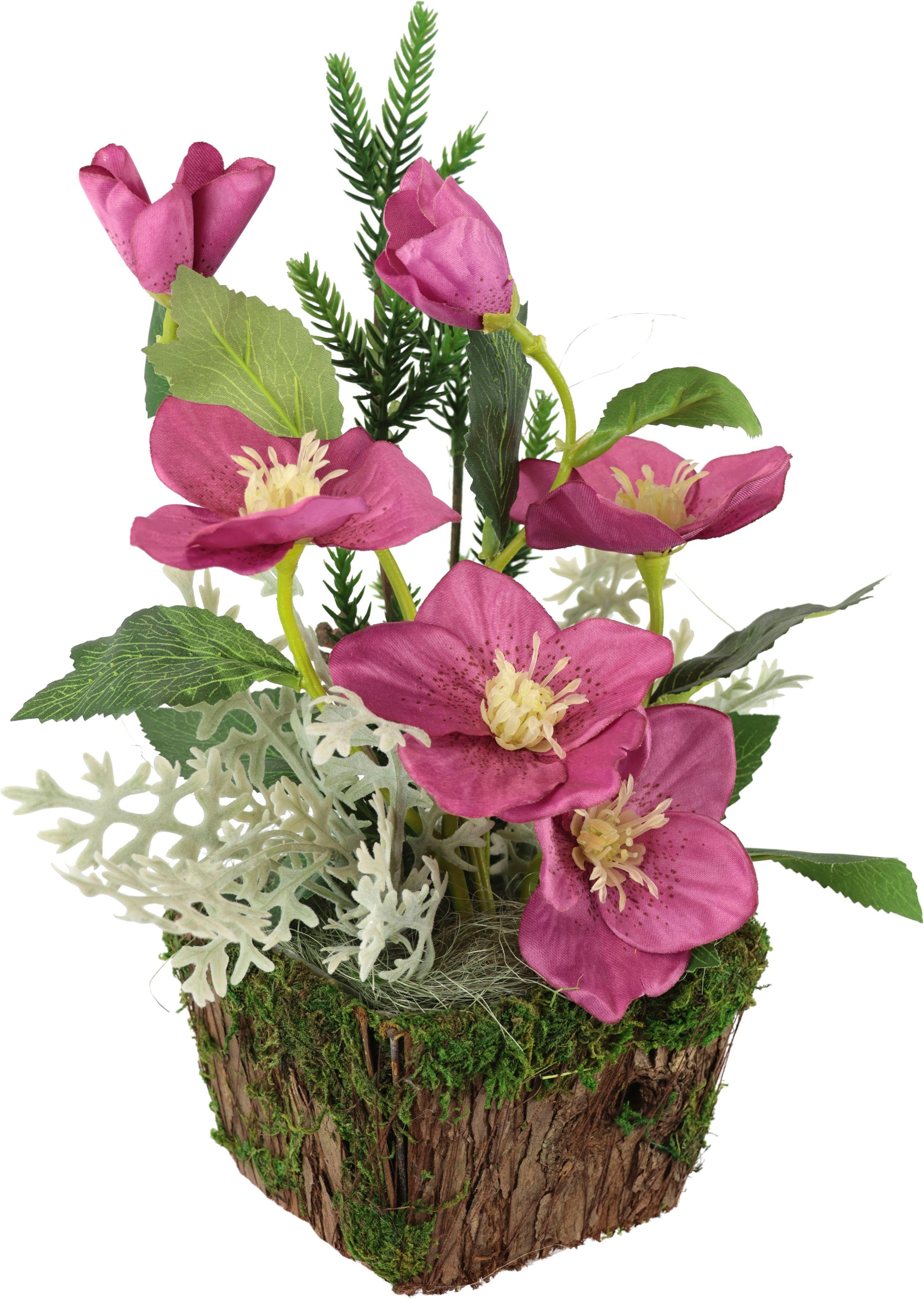 Winterliche Kunstpflanze Gesteck mit Christrosen im günstig online kaufen