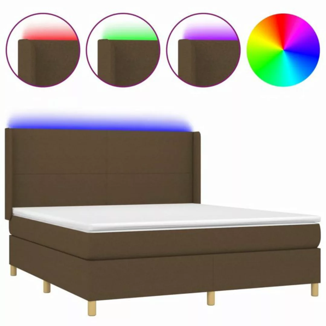 vidaXL Bettgestell Boxspringbett mit Matratze LED Dunkelbraun 180x200 cm St günstig online kaufen