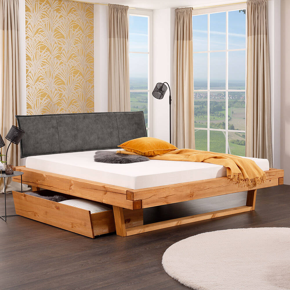 Schlafzimmer Set 3-teilig mit Massivholzbett 180x200cm, Kiefer massiv eiche günstig online kaufen