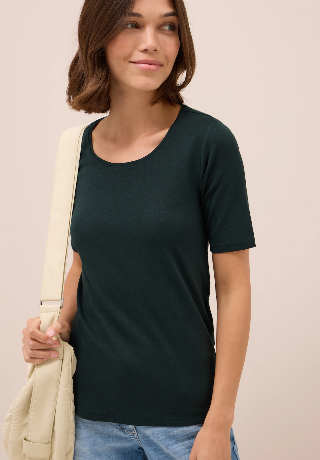 Cecil Rundhalsshirt "Style Lena", mit Halbärmeln günstig online kaufen
