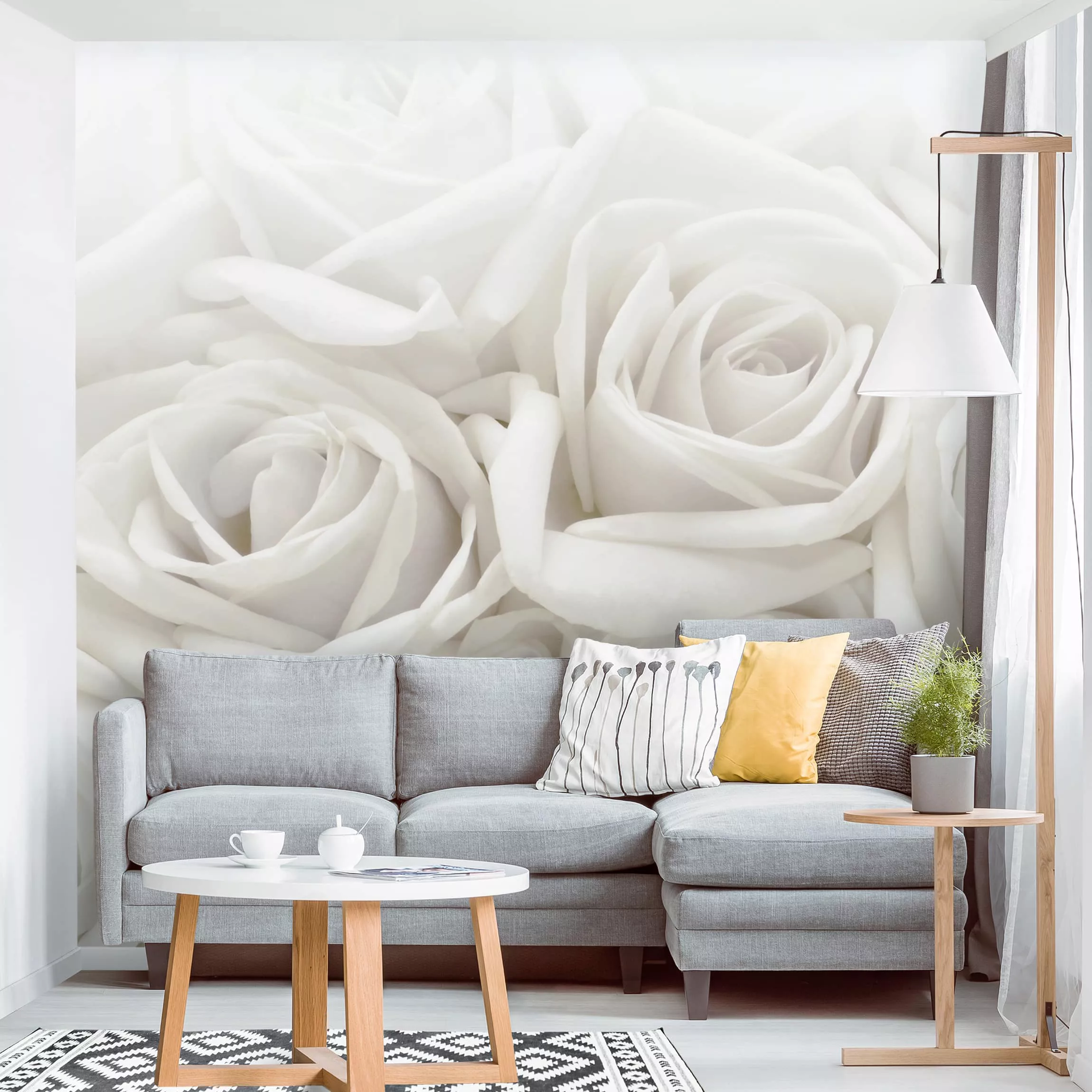 Bilderwelten Blumentapete Weiße Rosen weiß Gr. 288 x 190 günstig online kaufen