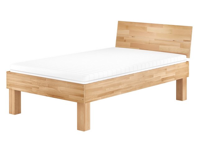 ERST-HOLZ Bett Einzelbett hoch Überlänge 120x220 Buche + Rollrost + Matratz günstig online kaufen