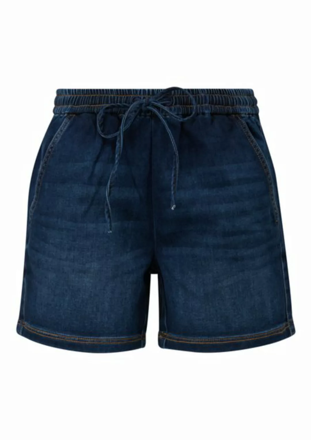 QS Shorts Jeans-Short / Mid Rise / Elastikbund Label-Patch günstig online kaufen