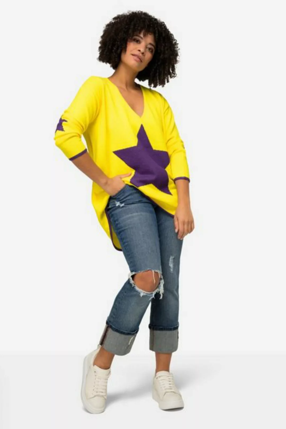 Angel of Style Strickpullover Pullover oversized Sterne V-Ausschnitt Langar günstig online kaufen