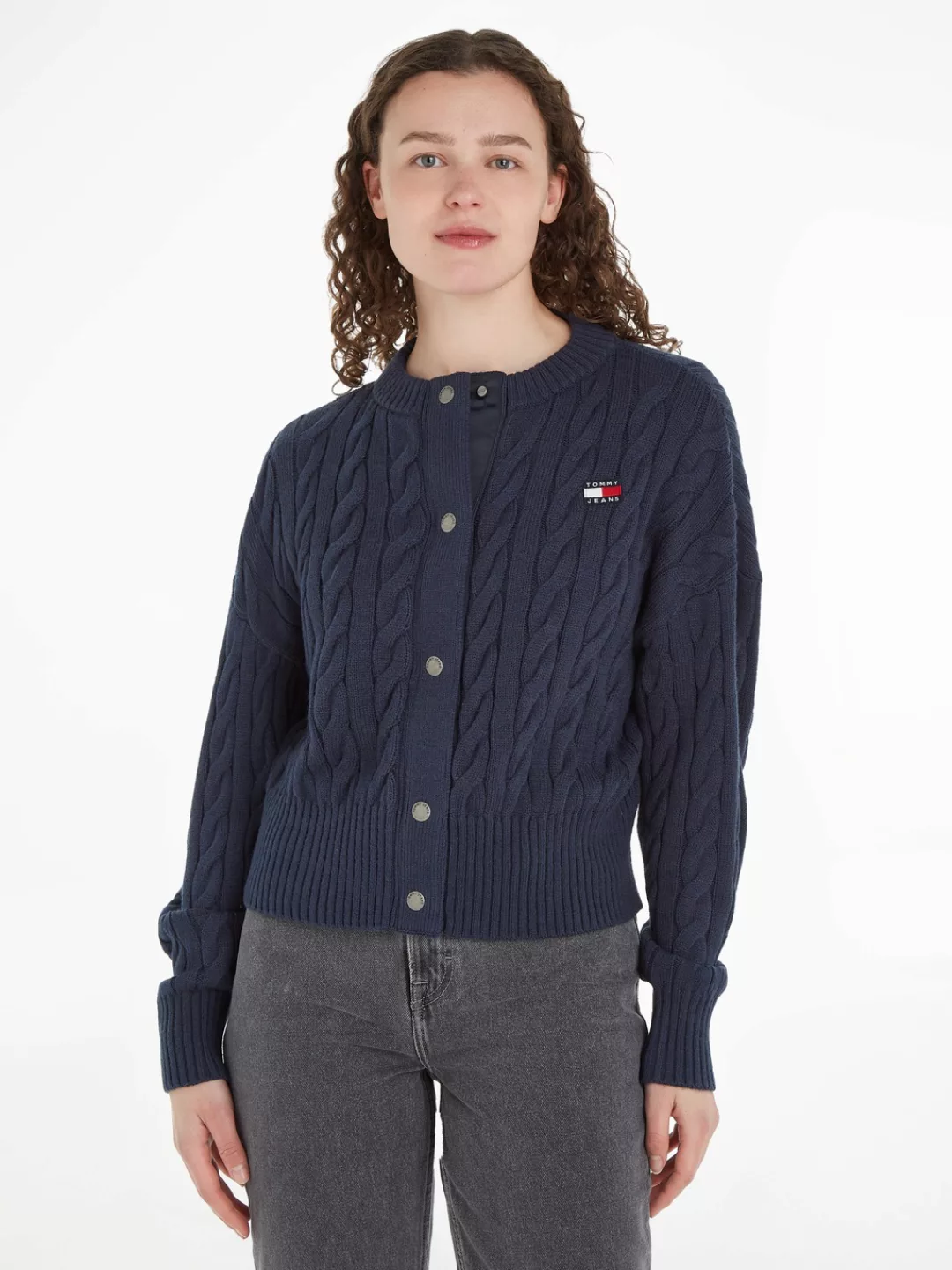 Tommy Jeans Strickjacke TJW BADGE CABLE CARDIGAN mit Tommy Jeans Logo-Badge günstig online kaufen