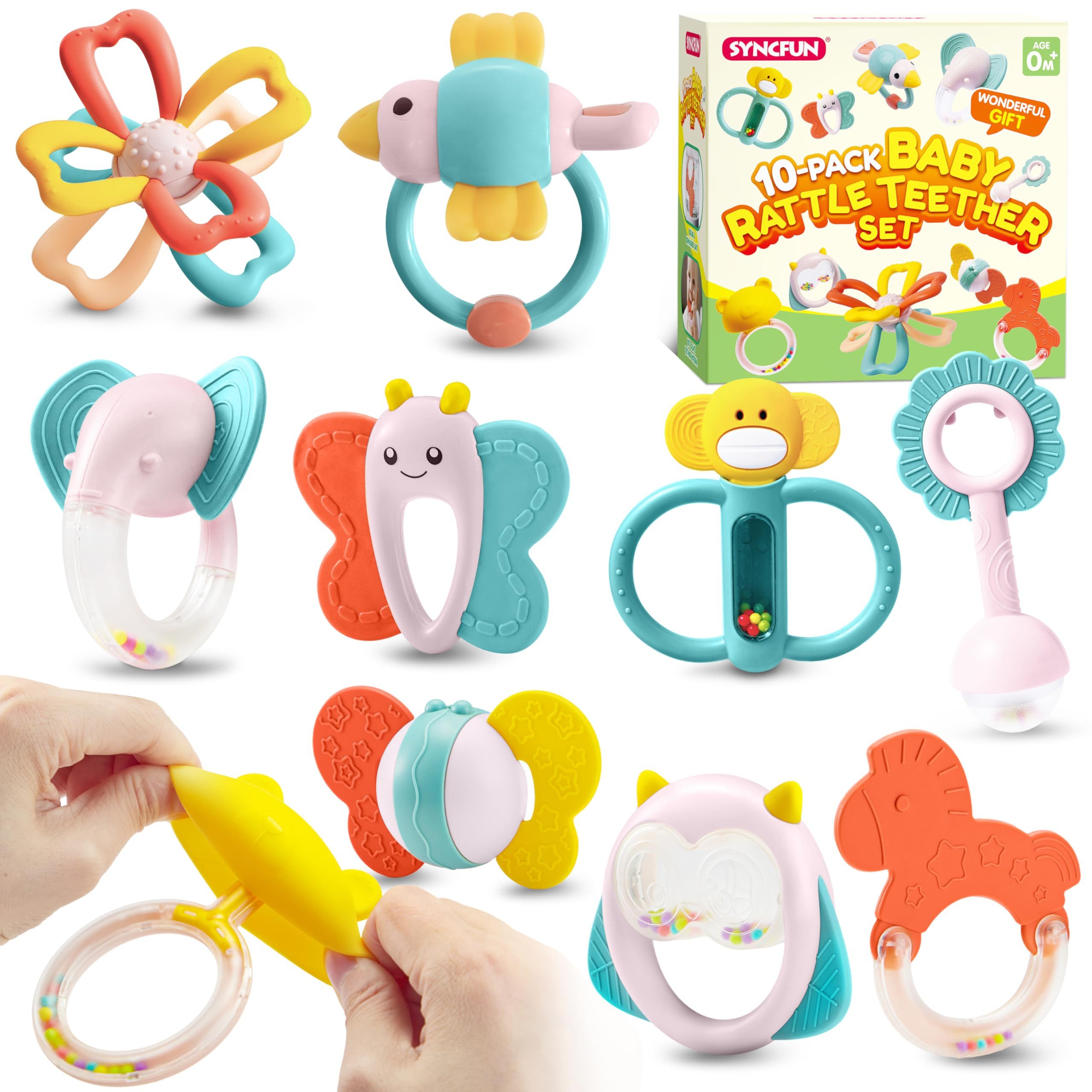 SYNCFUN Greifspielzeug Rassel Beißspielzeug Baby Set günstig online kaufen