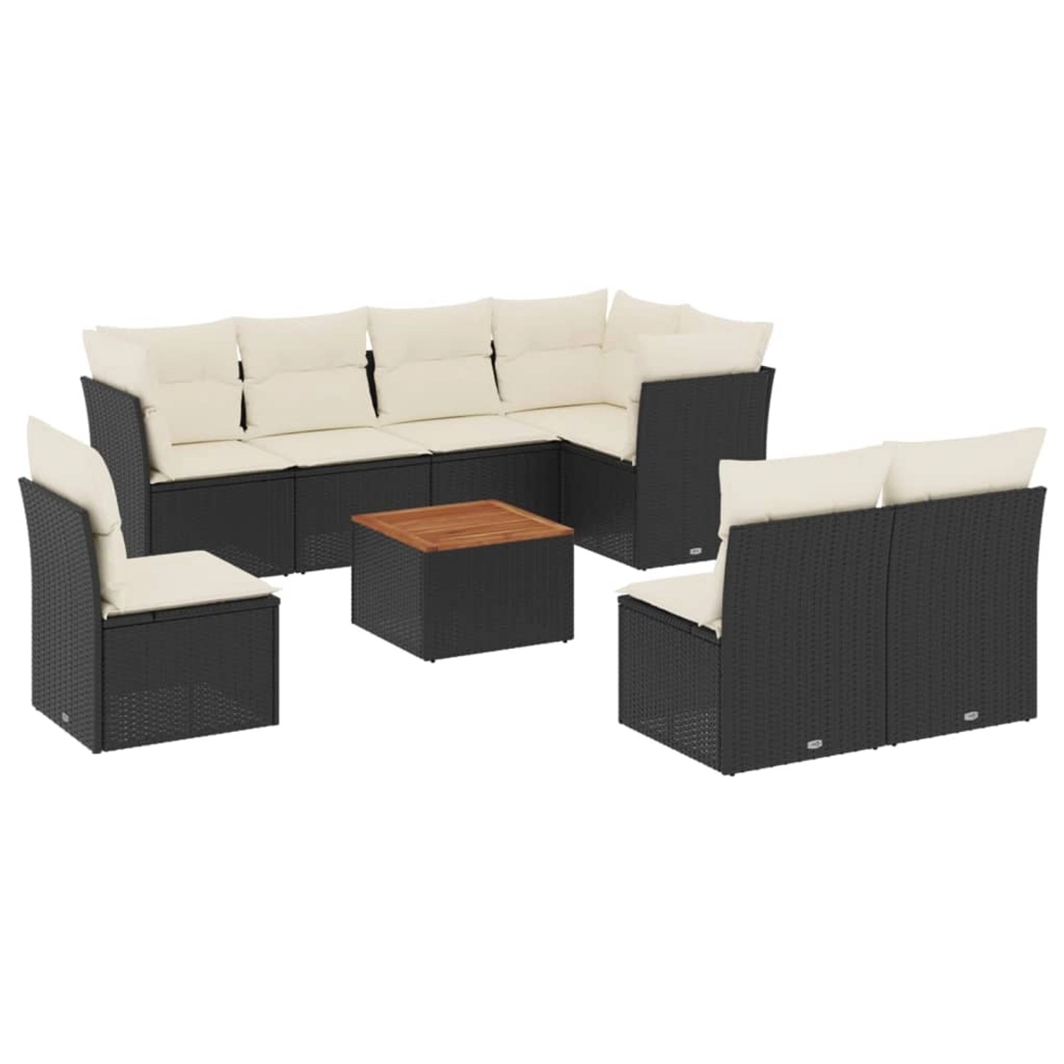 vidaXL 9-Tlg Garten-Sofagarnitur mit Kissen Schwarz Poly Rattan 3256014 günstig online kaufen