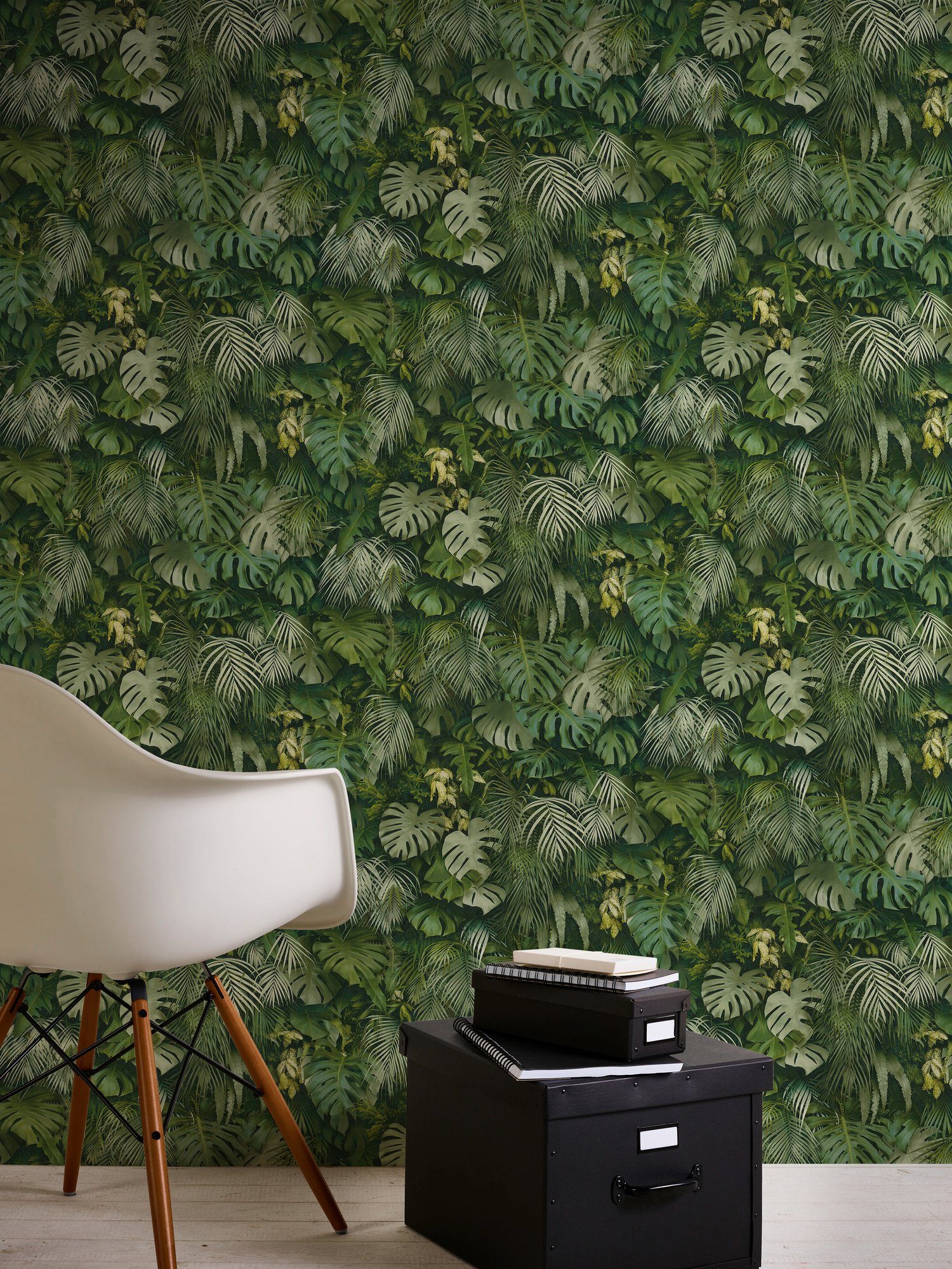 Bricoflor Tapete mit Palmenblättern in Grün 3D Tapete mit Monstera Design f günstig online kaufen
