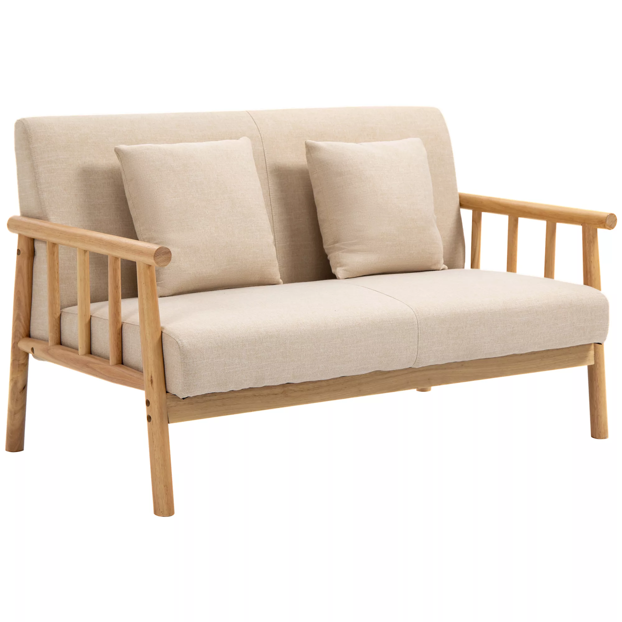 HOMCOM 2 Sitzer Sofa Couch 2 Lendenkissen gepolstert Holzrahmen Leinenoptik günstig online kaufen