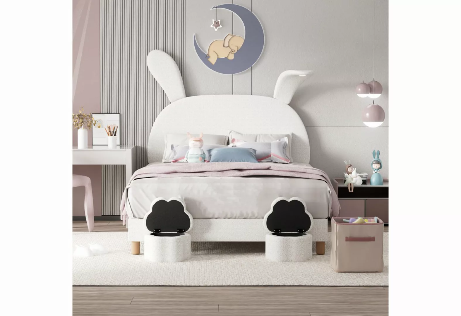 PHOEBE CAT Polsterbett (Kinderbett, LED Jugendbett Doppelbett 140x200cm), a günstig online kaufen