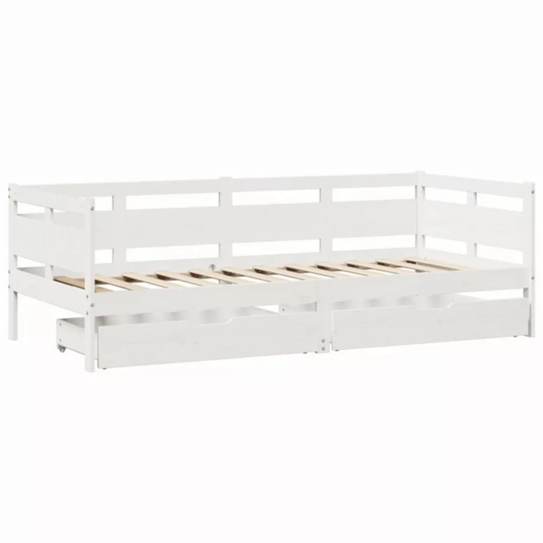 vidaXL Bett, Tagesbett mit Schubladen Weiß 90x190 cm Kiefernholz günstig online kaufen