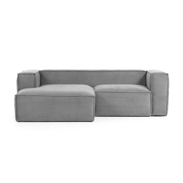 Natur24 Sofa Sofa Blok 2-Sitzer mit Longchair links grau 240cm Couch günstig online kaufen