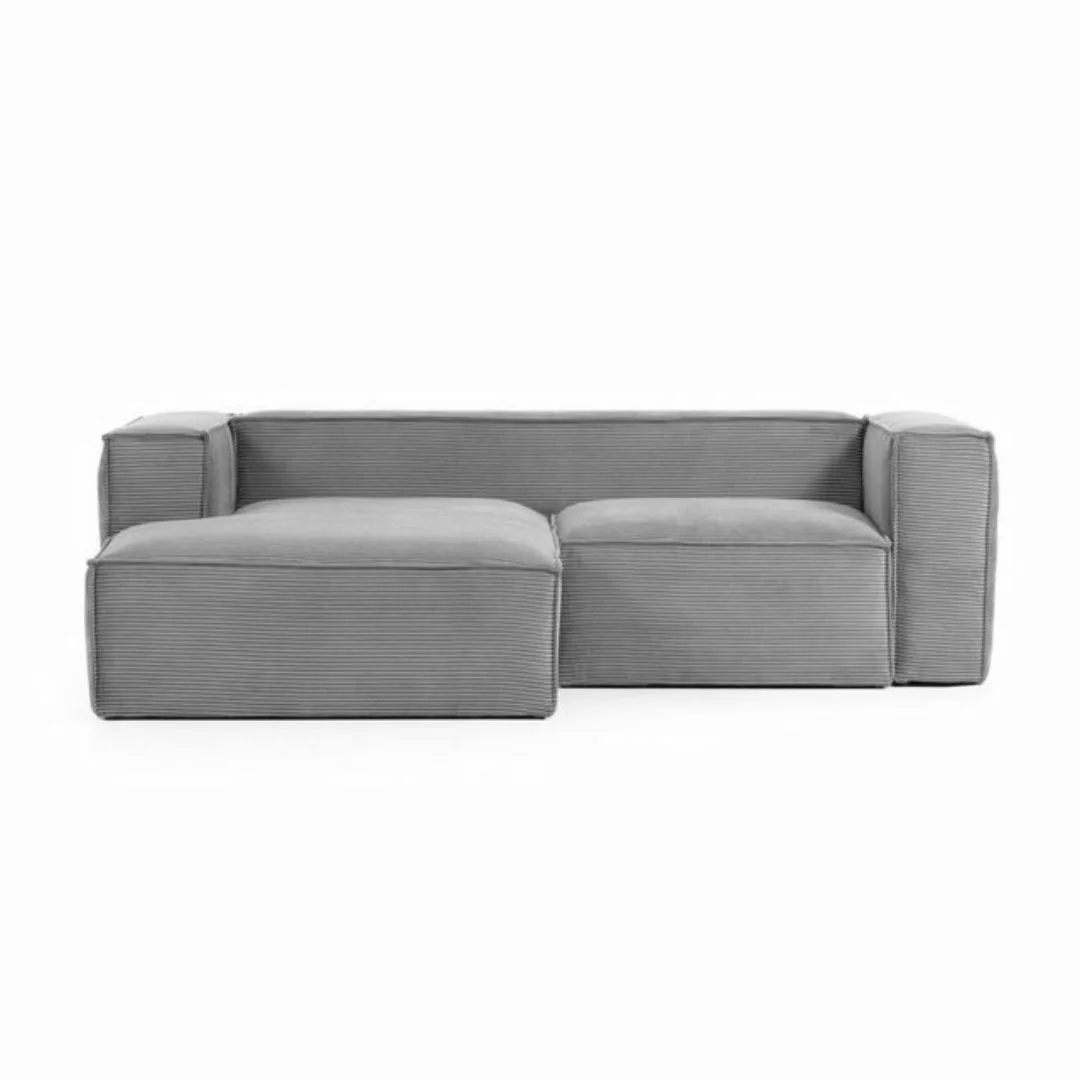 Natur24 Sofa Sofa Blok 2-Sitzer mit Longchair links grau 240cm Couch günstig online kaufen