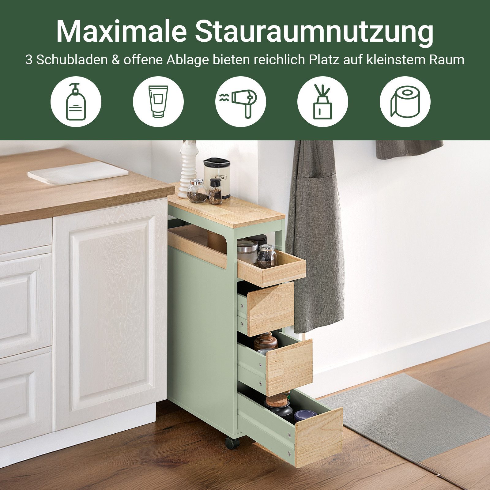 SoBuy Beistellwagen BZR54, Küchenwagen schmal Nischenwagen günstig online kaufen