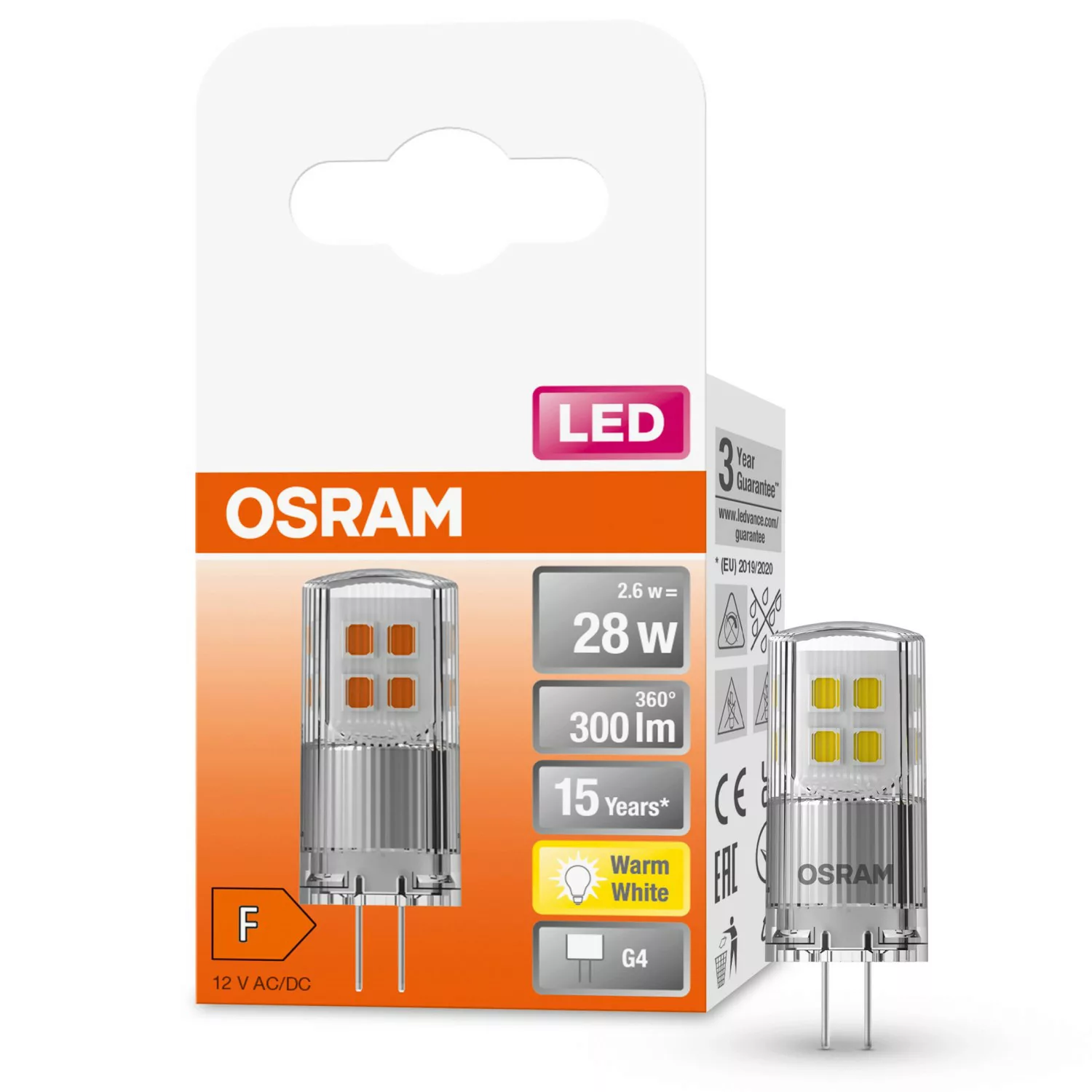 Osram LED-Leuchtmittel G4 2,6 W Warmweiß 300 lm EEK: F 4 x 1,4 cm (H x Ø) günstig online kaufen