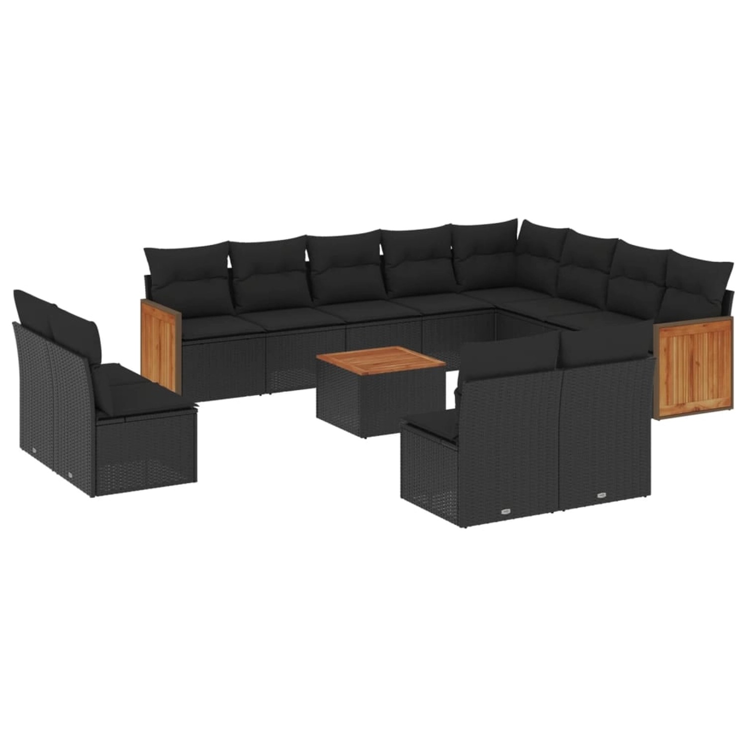 vidaXL 13-Tlg Garten-Sofagarnitur mit Kissen Schwarz Poly Rattan 3228155 günstig online kaufen