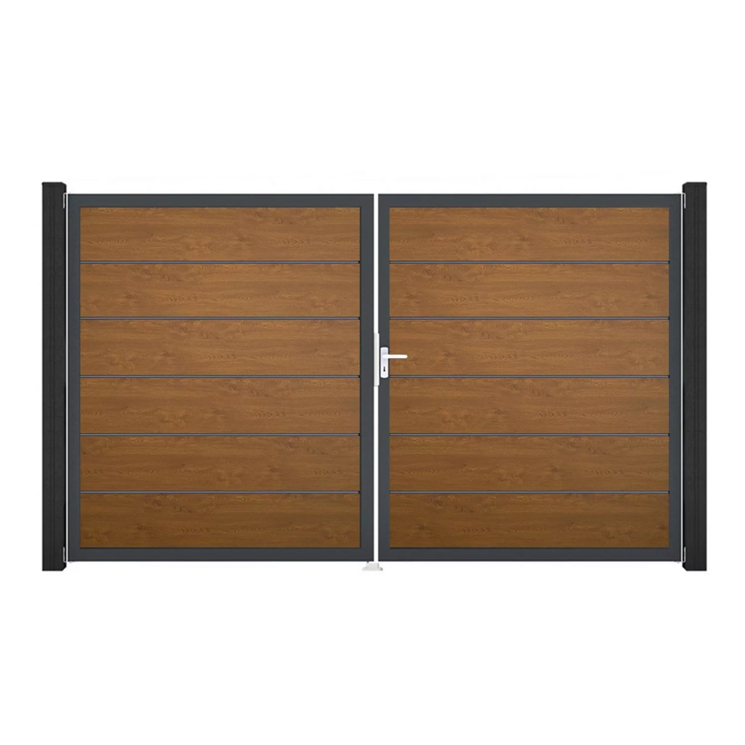 GroJa Tor 2-flg. Basicline Premium Golden Oak Rahmen 306 cm x 180 cm DIN Re günstig online kaufen