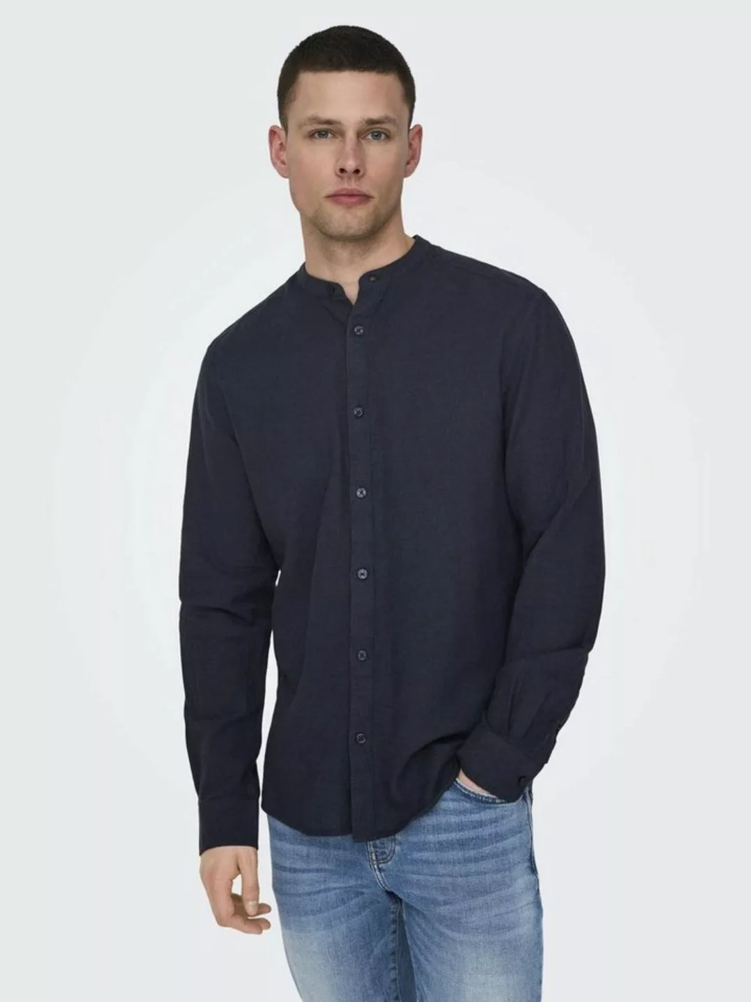 ONLY & SONS Langarmhemd ONSCAIDEN LS SOLID LINEN MAO SHIRT NOOS günstig online kaufen