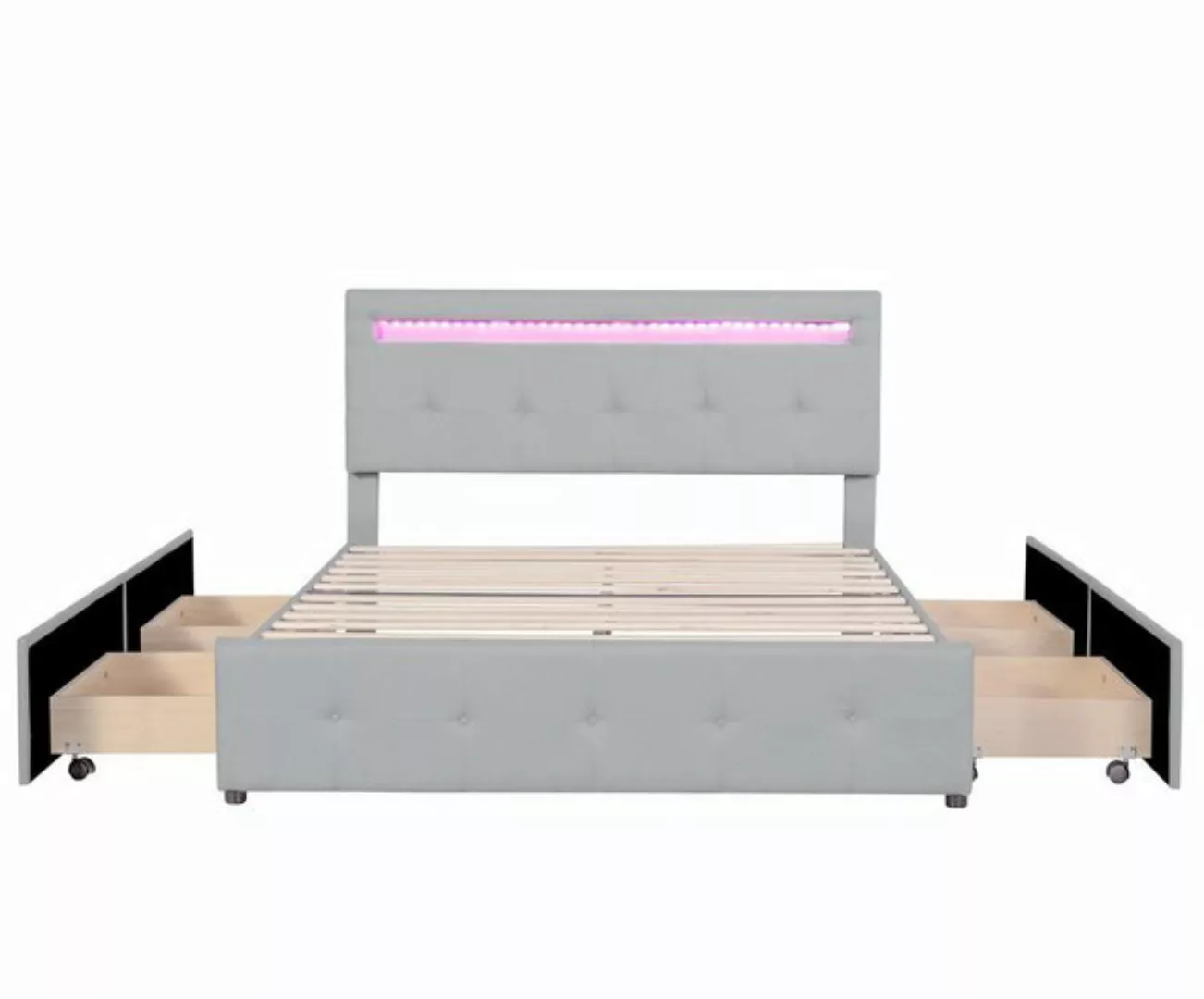 Gotagee Polsterbett Doppelbett 140x200 LED+Schubladen Jugendbett Gästebett günstig online kaufen