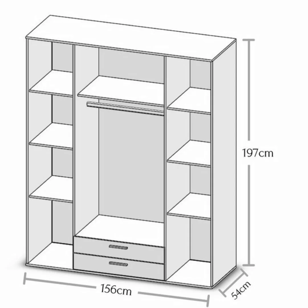 Pol-Power Kleiderschrank 159,3 x 196,3 x 53,5 cm (B/H/T) günstig online kaufen