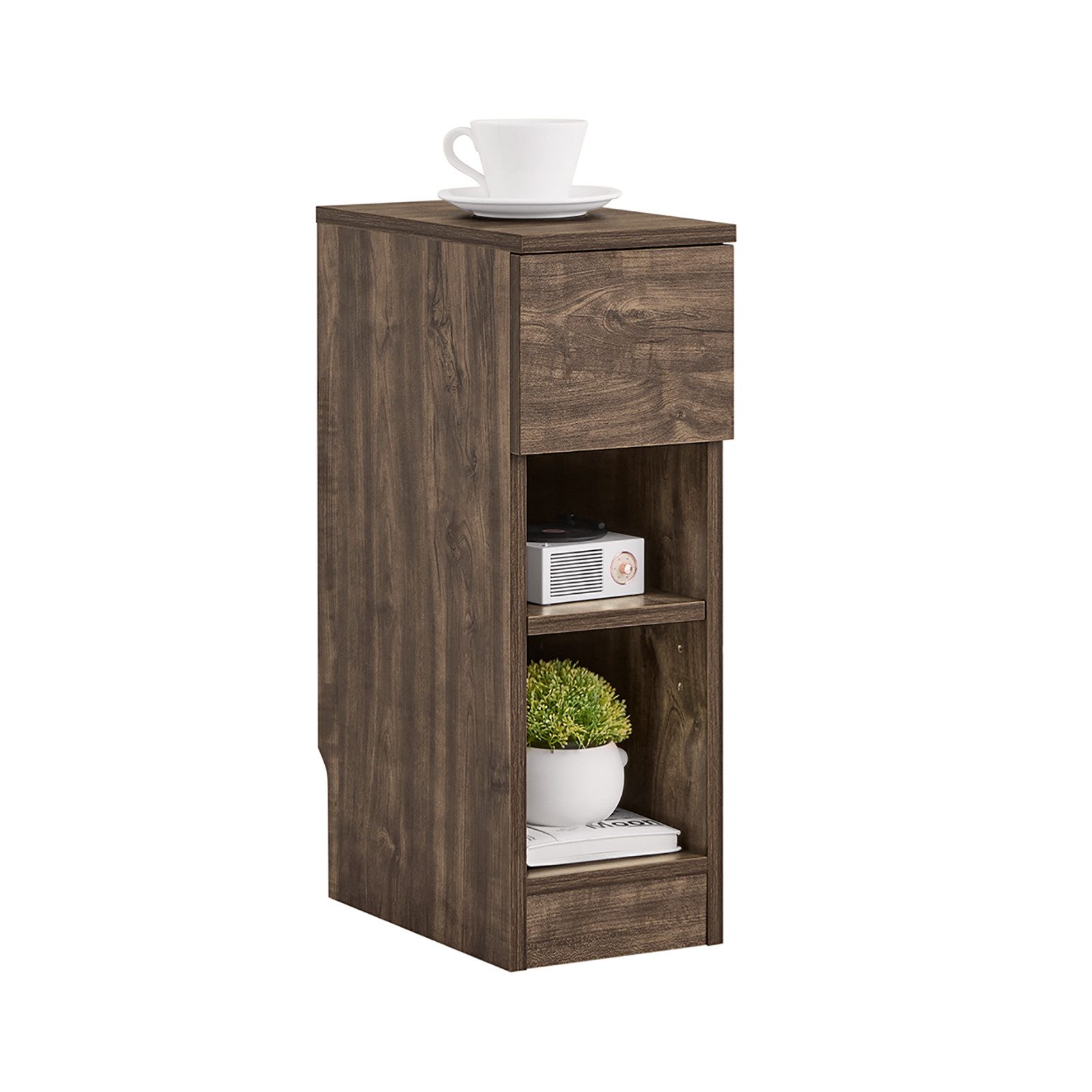 SoBuy Nachttisch Schmal Beistelltisch mit Schublade und 2 Ablage FBT111-SN günstig online kaufen