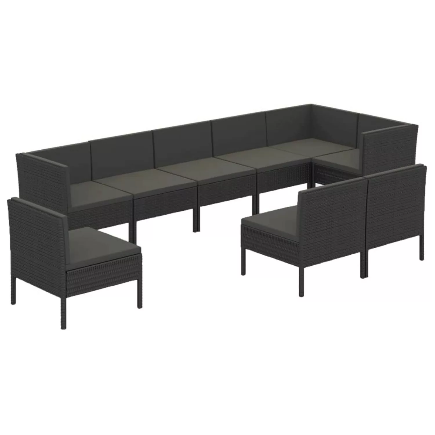 9-tlg. Garten-lounge-set Mit Auflagen Poly Rattan Schwarz günstig online kaufen