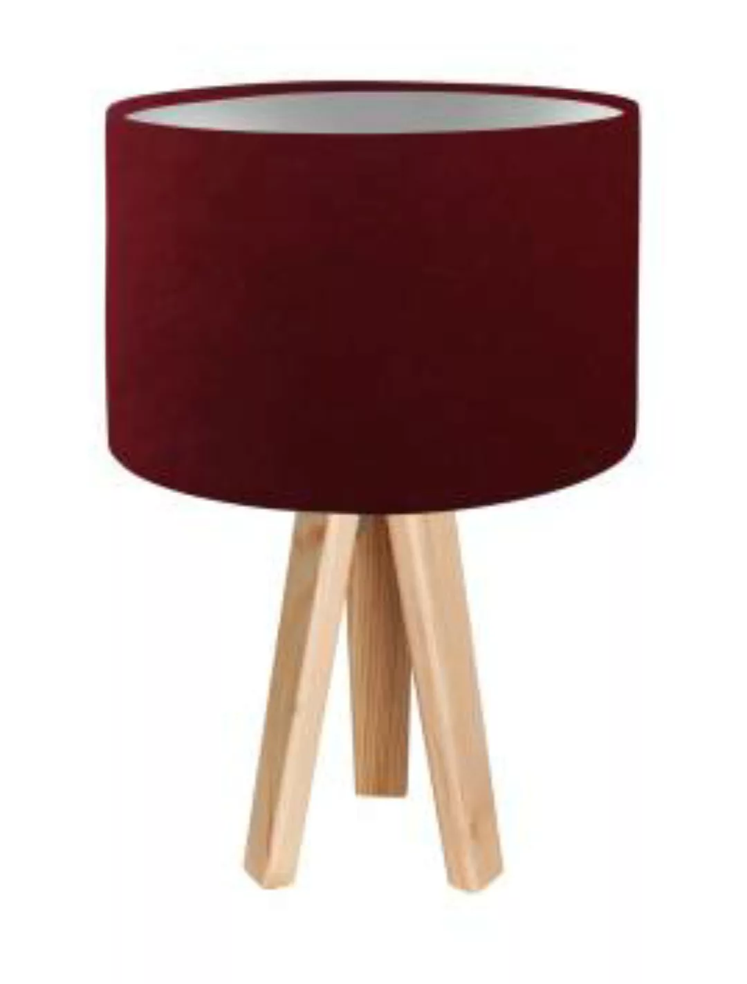 Tischlampe Schirm Rot Silber Holz Dreibein 46cm Retro günstig online kaufen
