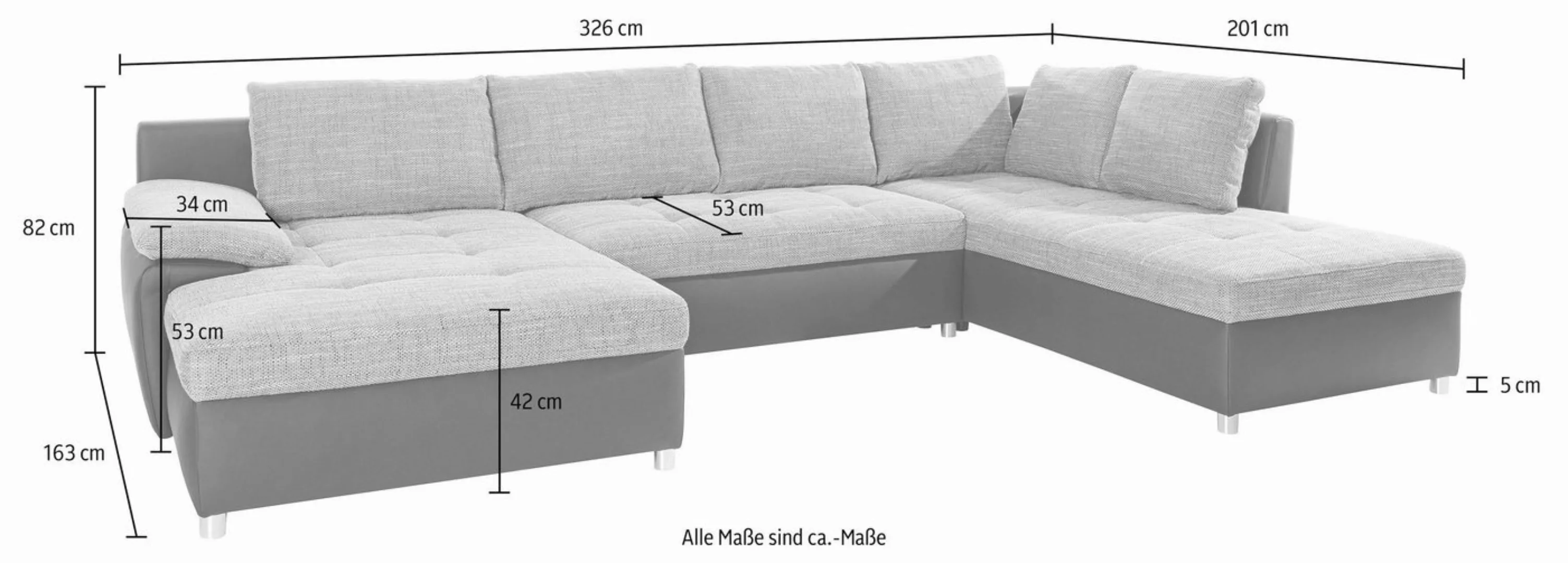 sit&more Wohnlandschaft Top Bilbao U-Form, XXL, wahlweise mit Bettfunktion günstig online kaufen