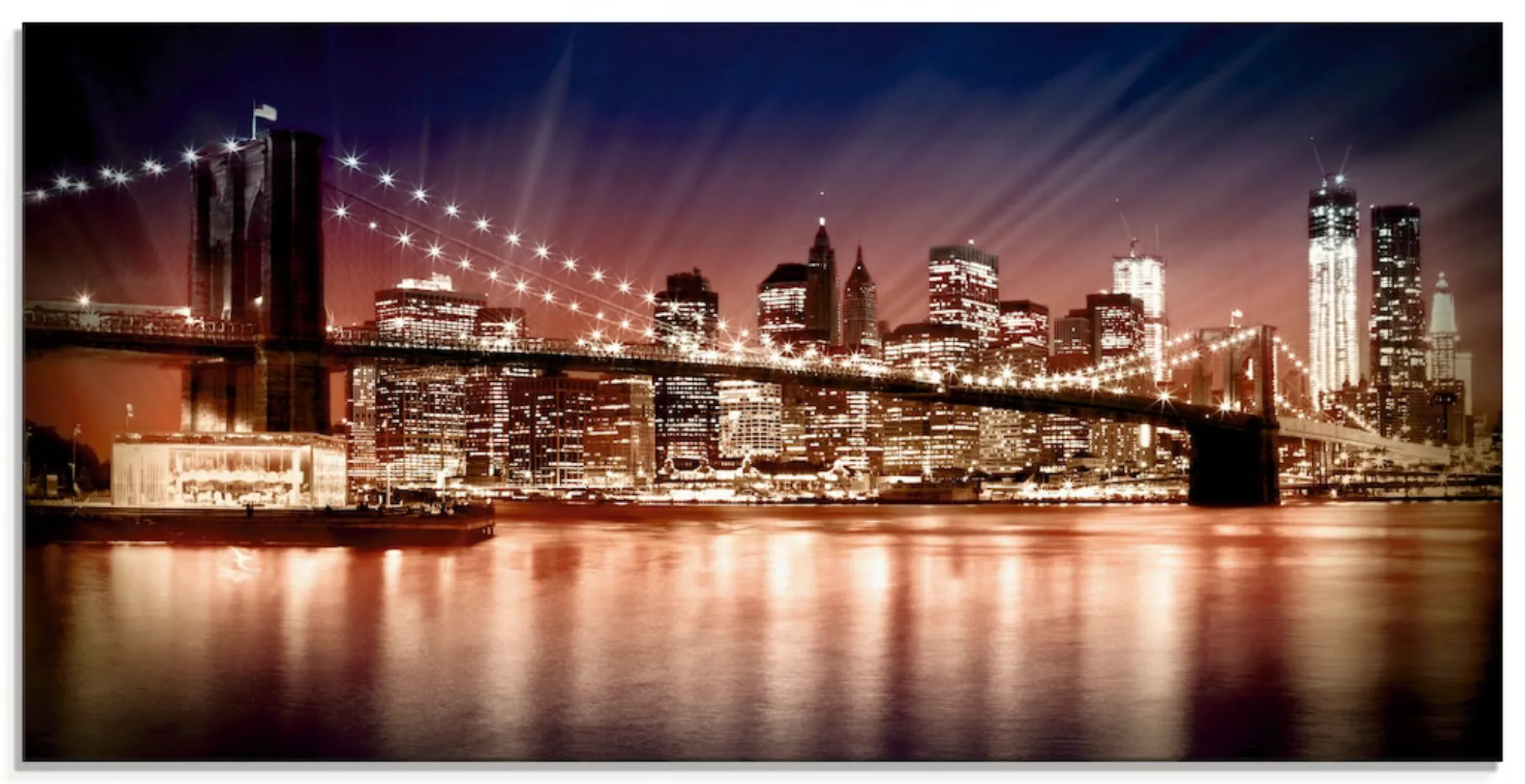 Artland Glasbild »Manhattan Sonnenuntergang«, Brücken, (1 St.), in verschie günstig online kaufen