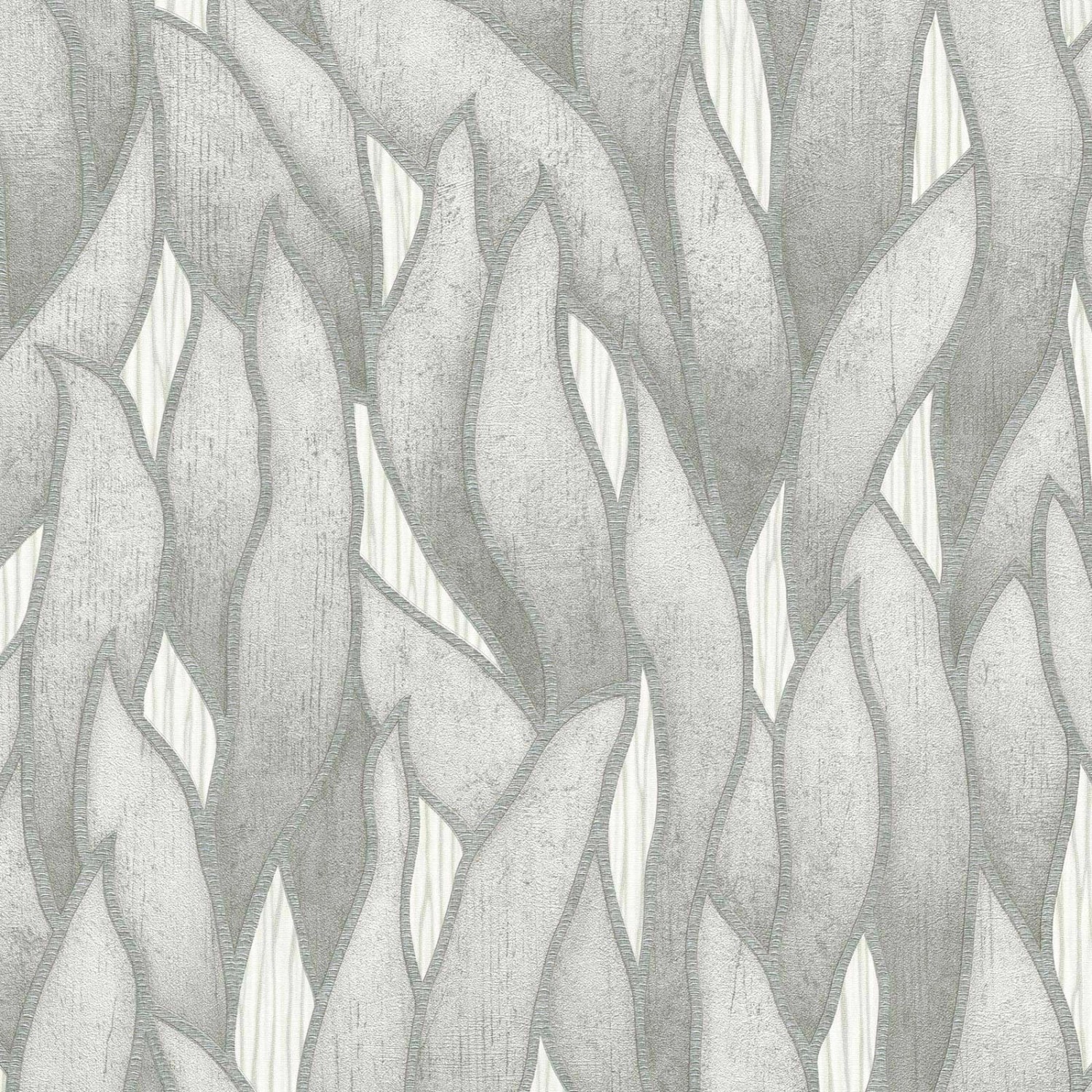 Bricoflor Blätter Tapete in Weiß Grau Moderne Mustertapete mit Blatt Design günstig online kaufen