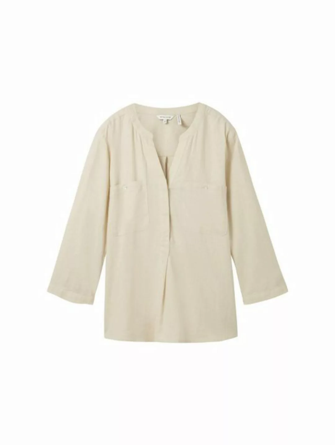 TOM TAILOR Blusenshirt easy shape blouse with linen, summer beige günstig online kaufen