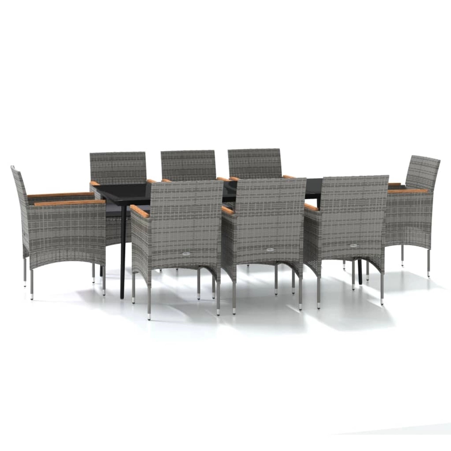 vidaXL 9-Tlg Garten-Essgruppe mit Kissen Grau und Schwarz 3099352 günstig online kaufen