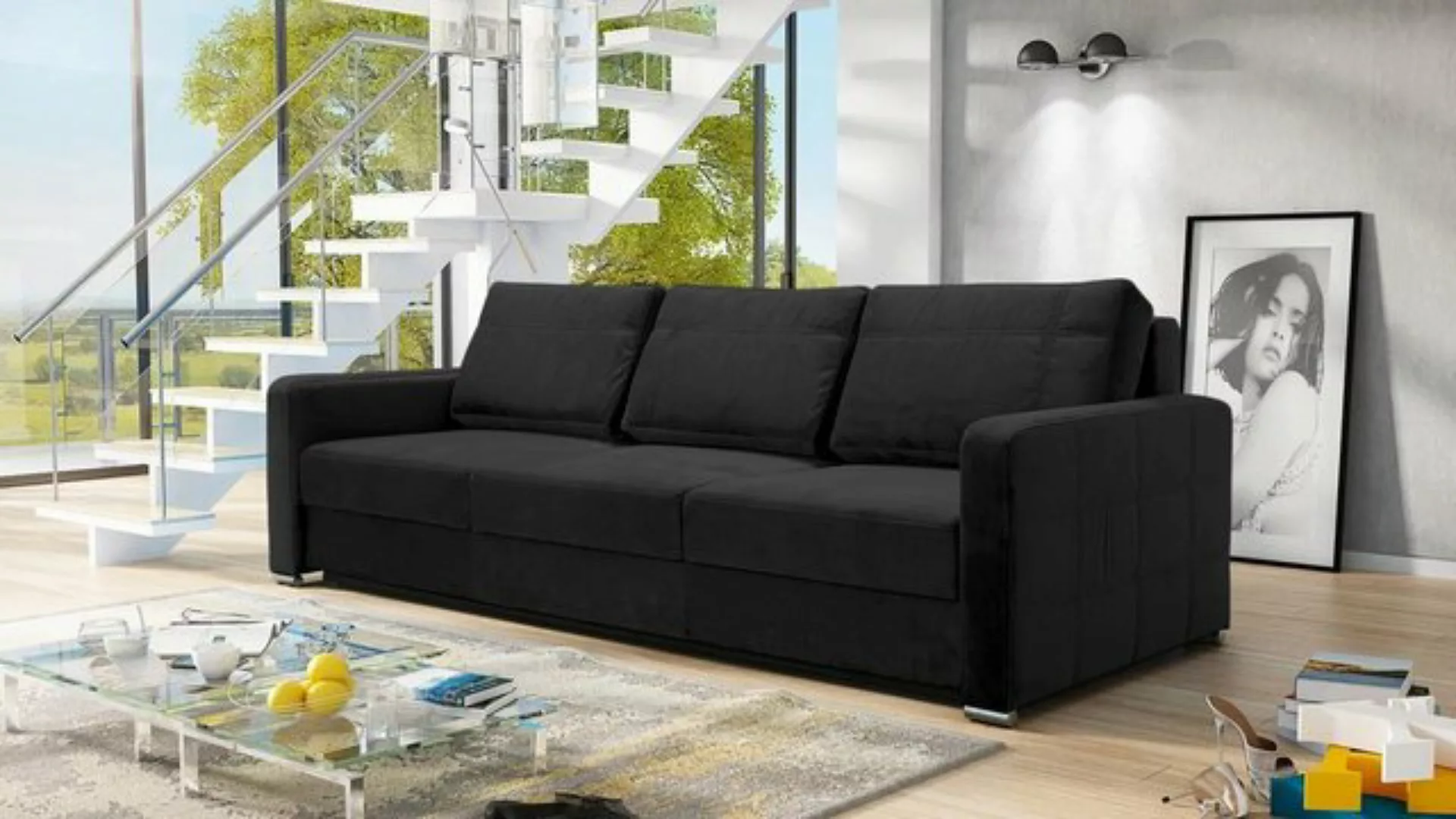 JVmoebel Sofa Schlafsofa Sofas Klapp Textil Couch Bett Sofa Kasten Couchen günstig online kaufen