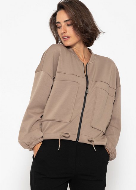 SASSYCLASSY Blusenjacke Sweatjacke Damen mit aufgesetzten Taschen Lockere C günstig online kaufen