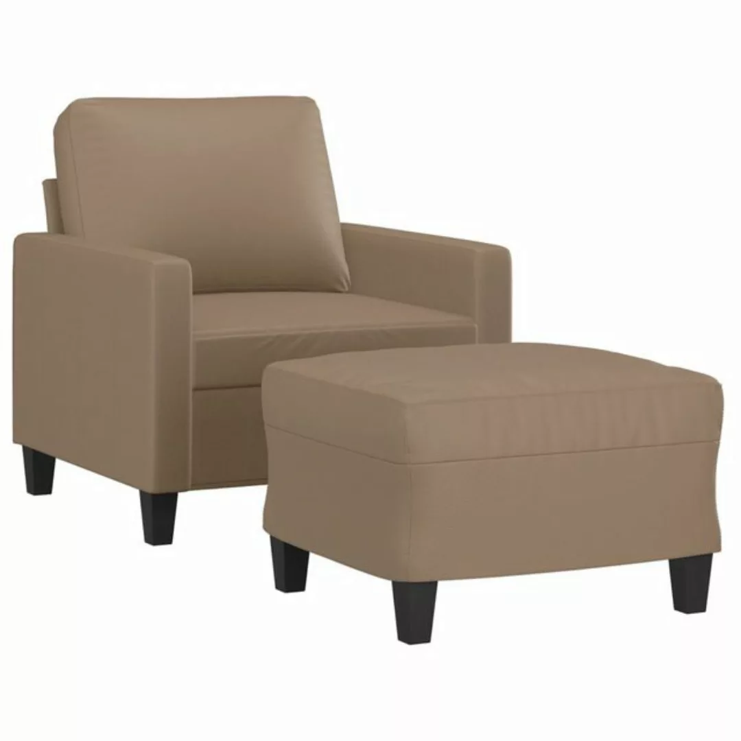 vidaXL Sofa Sessel mit Hocker Cappuccino-Braun 60 cm Kunstleder günstig online kaufen