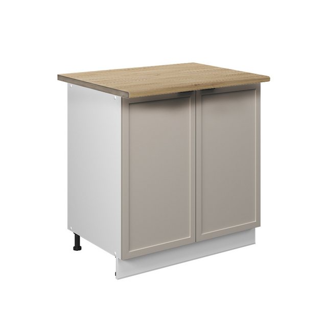 Vicco Spülenunterschrank Fame-Line, GrauBeige/Weiß, 80 cm mit Regal, AP Eic günstig online kaufen