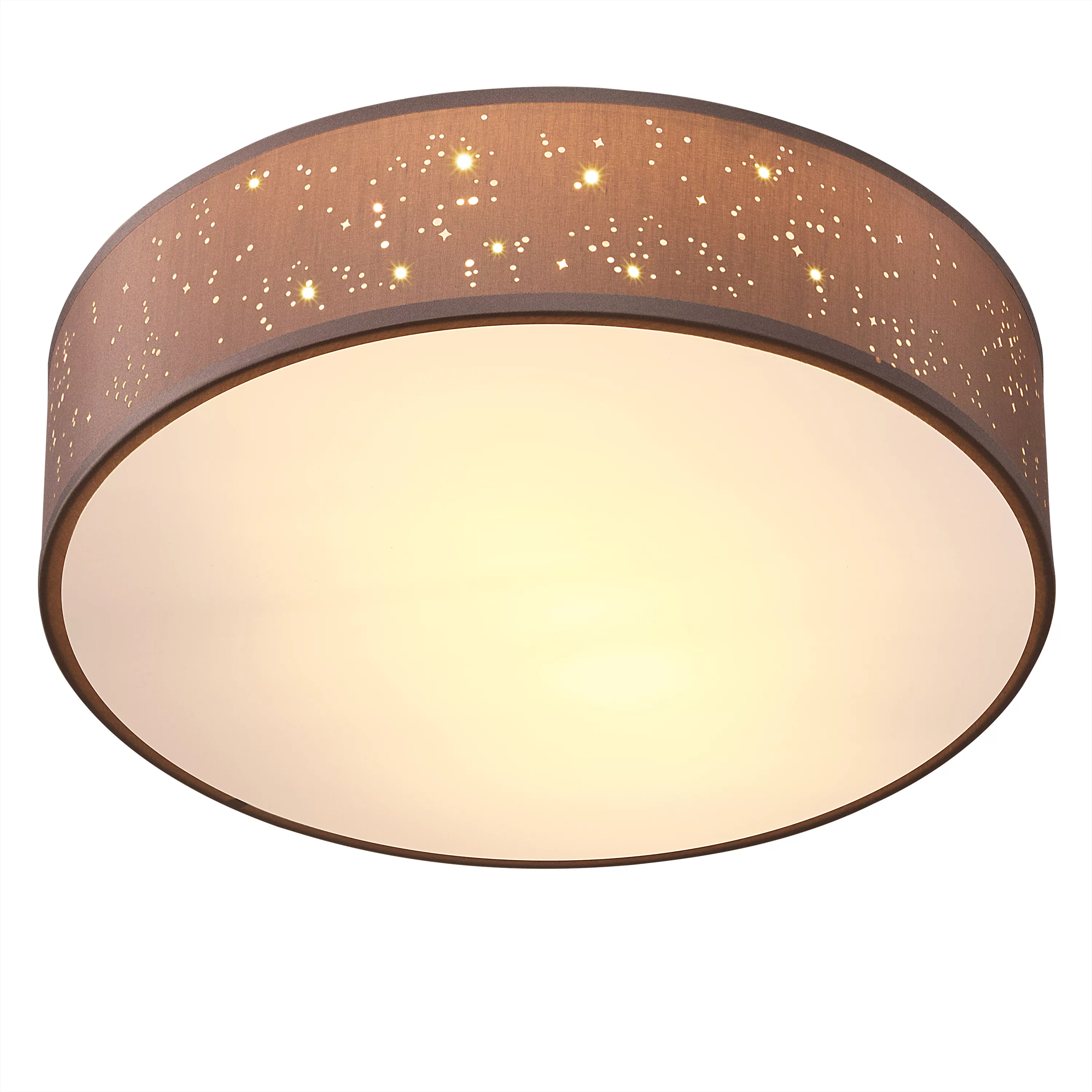 Deckenlampe Taupe Stoff Ø30cm Sternenhimmel günstig online kaufen