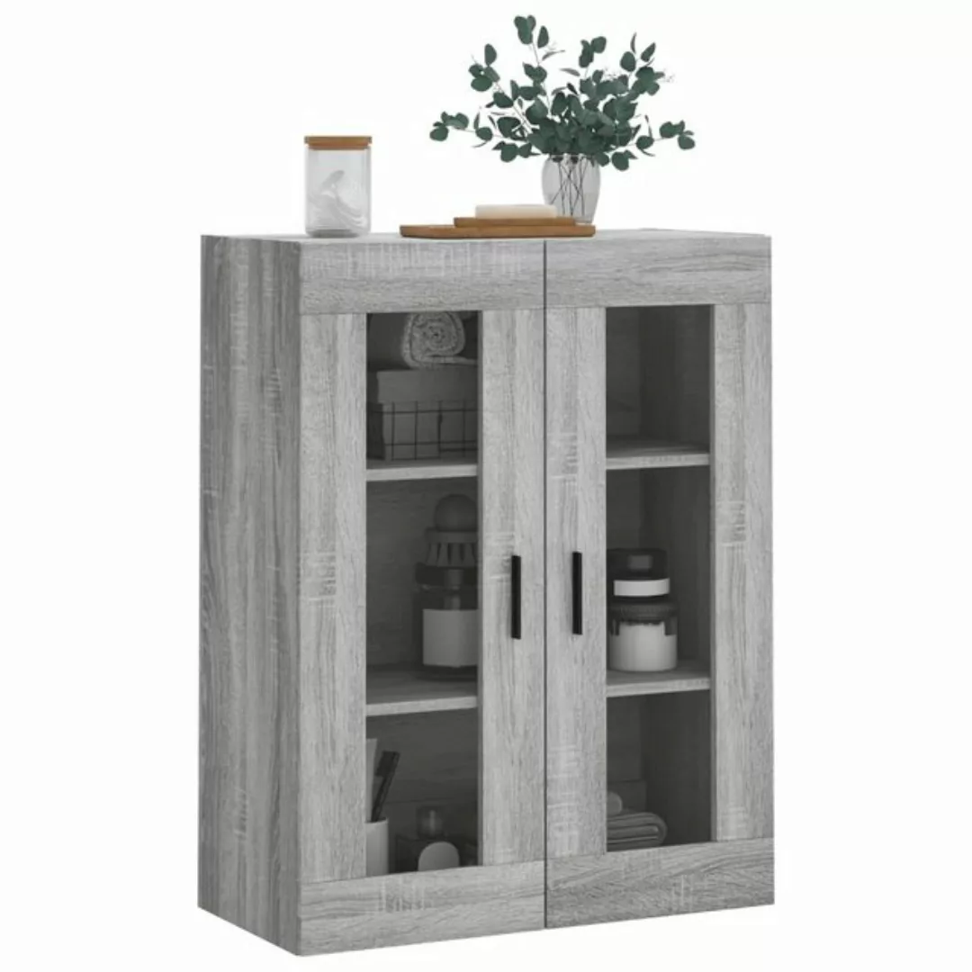 vidaXL Hängeschrank Wandschrank Grau Sonoma 69,5x34x90 cm Glas Vitrine Häng günstig online kaufen