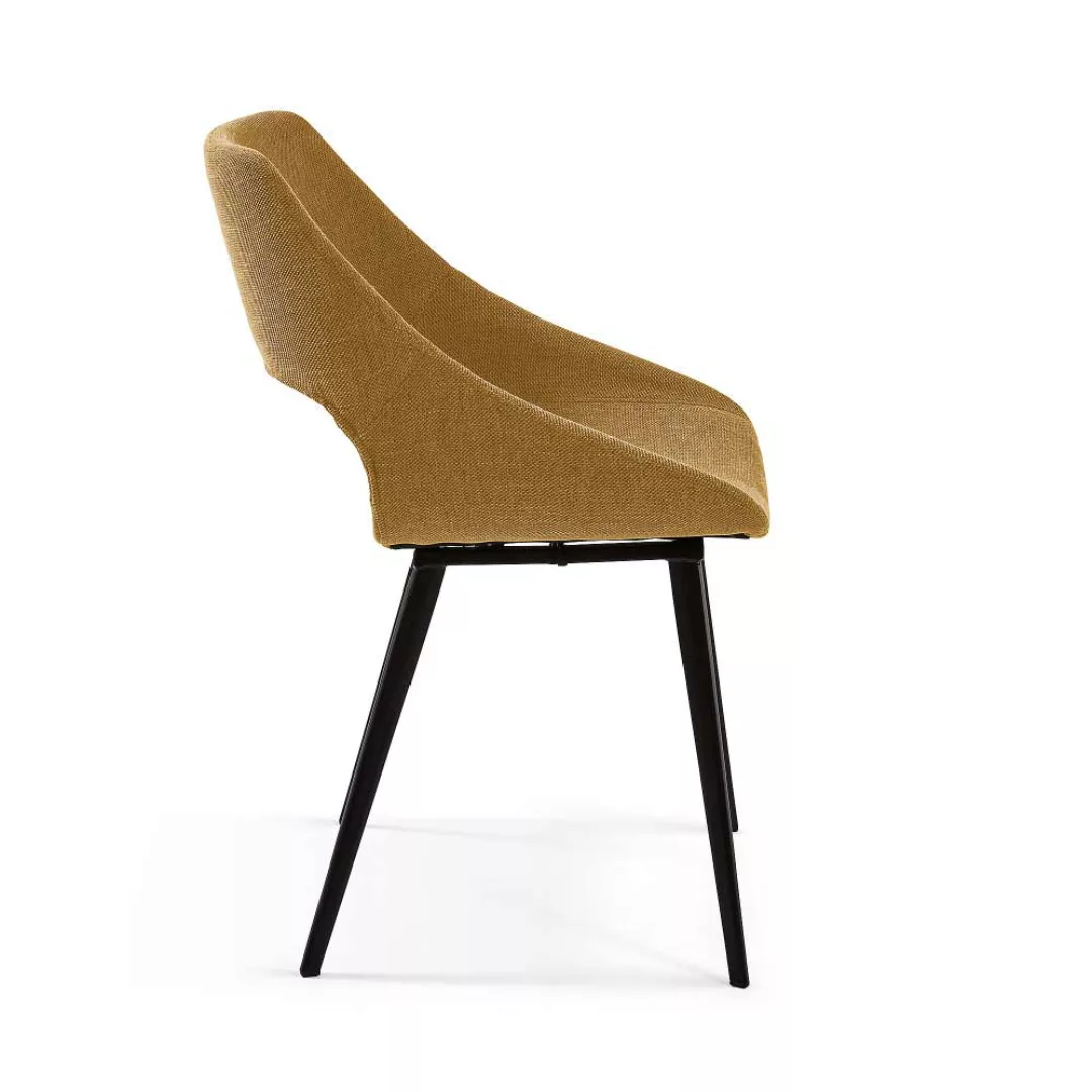 Esszimmer Stühle in Gelb Webstoff Metallgestell in Schwarz (2er Set) günstig online kaufen