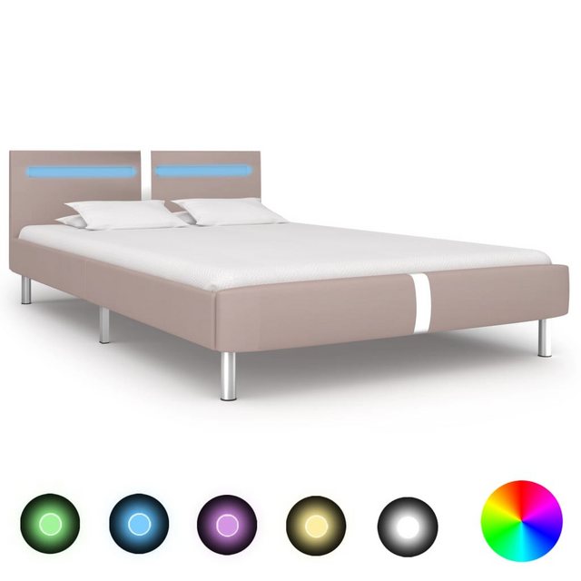 vidaXL Bett, Bettgestell mit LED ohne Matratze Cappuccino-Braun 135x190 cm günstig online kaufen