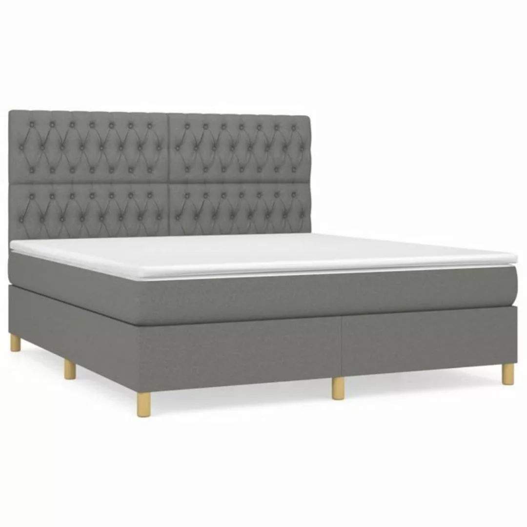 furnicato Bett Boxspringbett mit Matratze Dunkelgrau 180x200 cm Stoff (1-tl günstig online kaufen