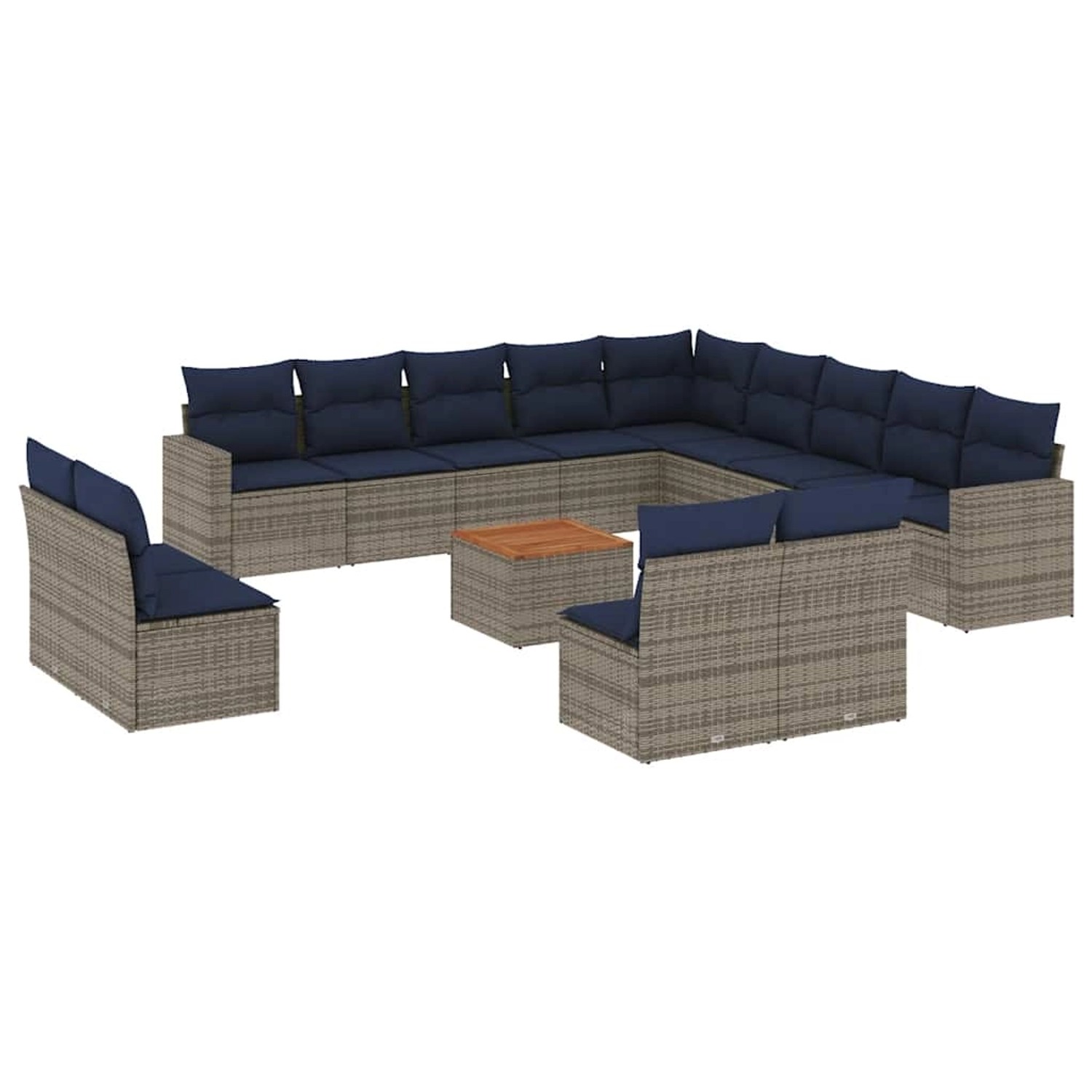 vidaXL 14-Tlg Garten-Sofagarnitur mit Kissen Grau Poly Rattan 3256712 günstig online kaufen